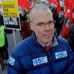 Bill McKibben, co-founder of 350.org, marches against climate change with tens of thousands in Copenhagen last Saturday. (J.Carl Ganter/Circle of Blue)